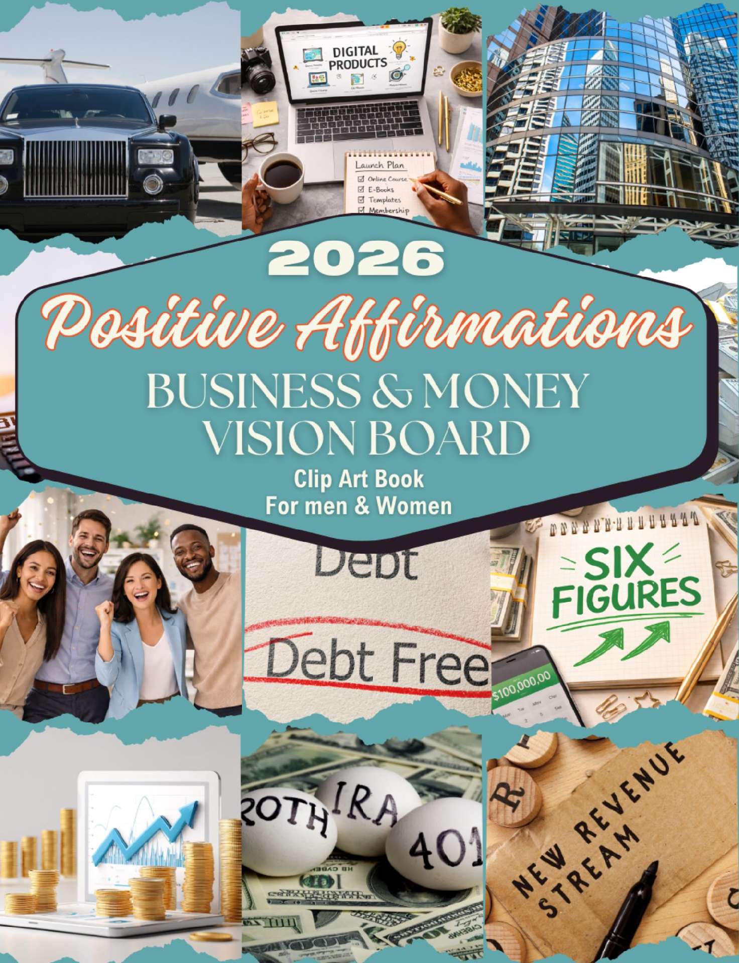 2026 Positive Affirmations Business & Money Vision Board Clip Art Book
